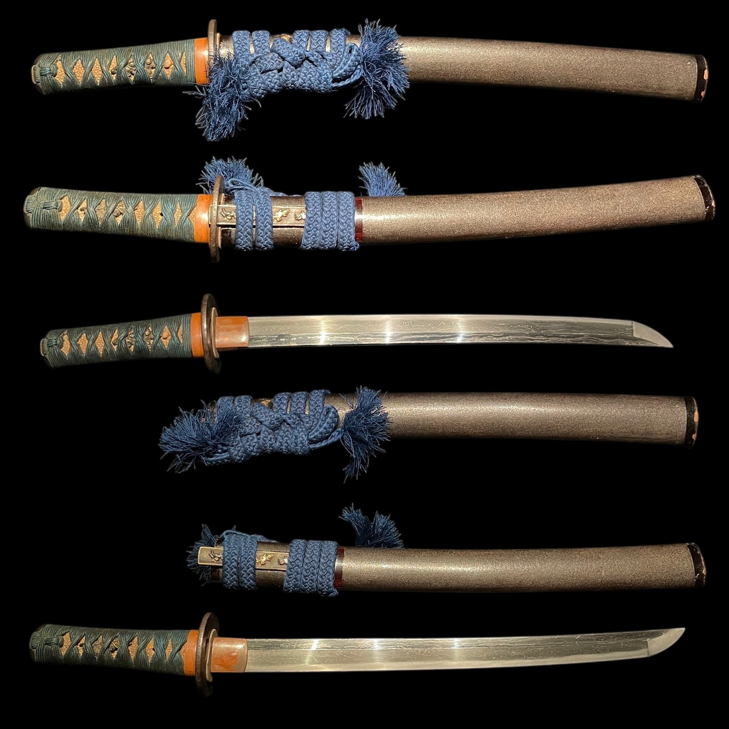 Oomasamehada 大柾目肌 Wakizashi with Kozuka, Edo period mumei