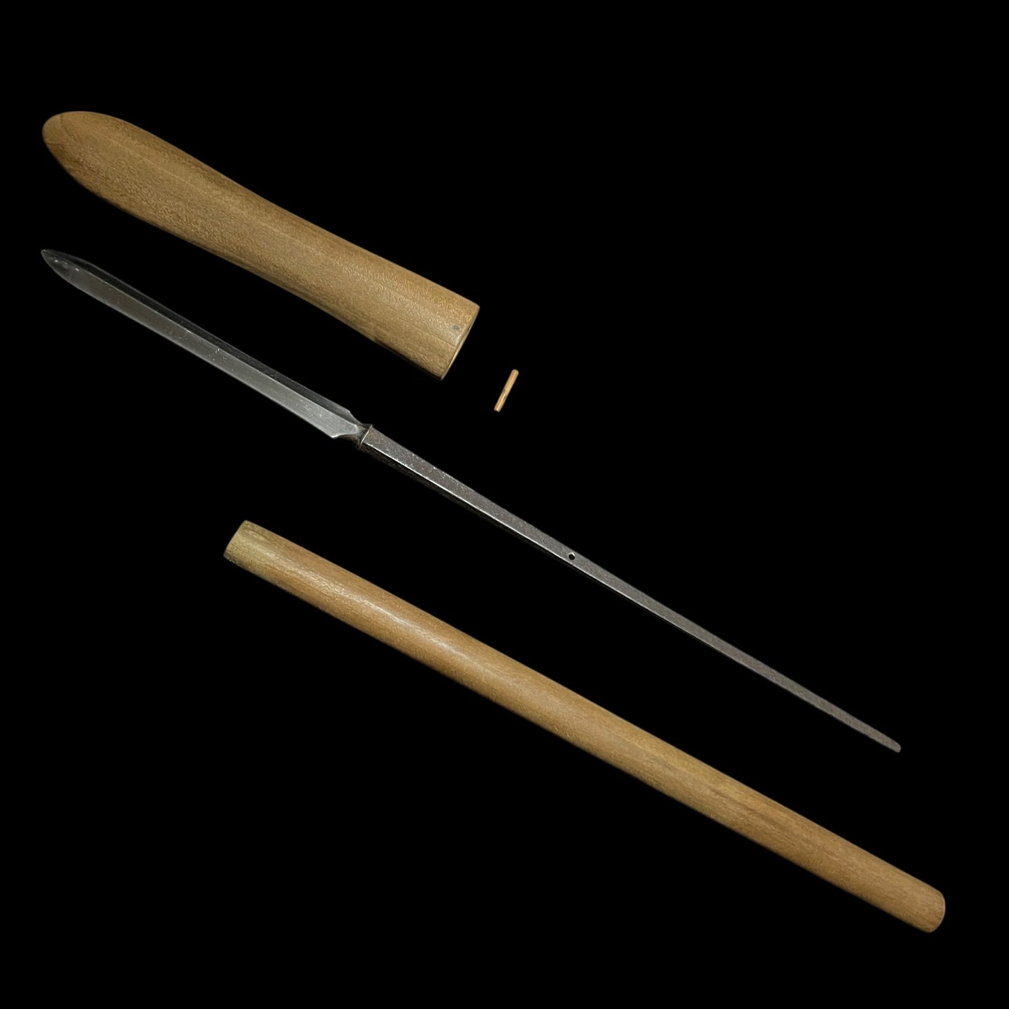 Ryoshinogi-Yari 両鎬槍 in Shirasaya, Long Tang, Edo period mumei