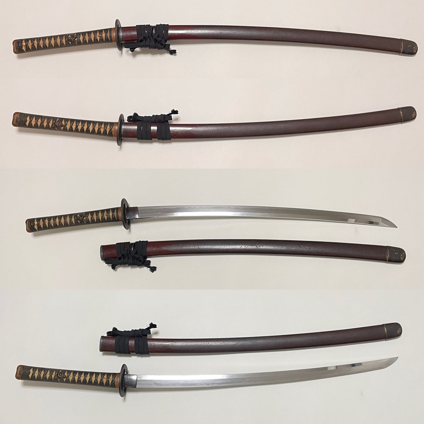 Red KATANA 二ノ九 signed, Deer Menuki, Very Thick Blade, Edo period