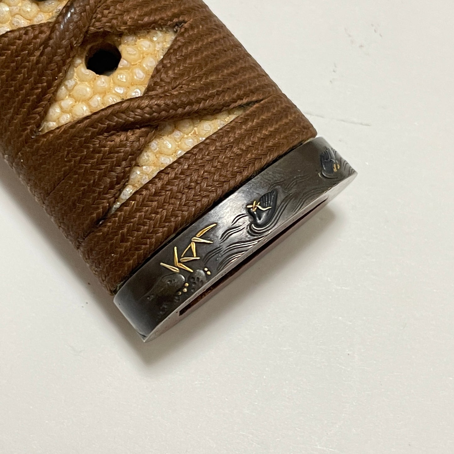 Ccormorant Fishing 鵜飼 Fittings Wakizashi, Kikuchi Tsunesada 菊池序定 signed Fuchi