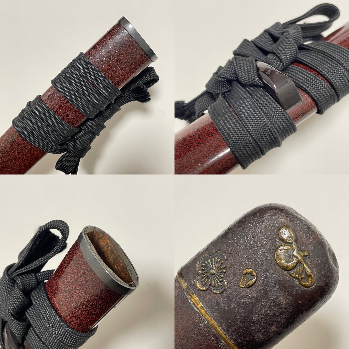 Red KATANA 二ノ九 signed, Deer Menuki, Very Thick Blade, Edo period