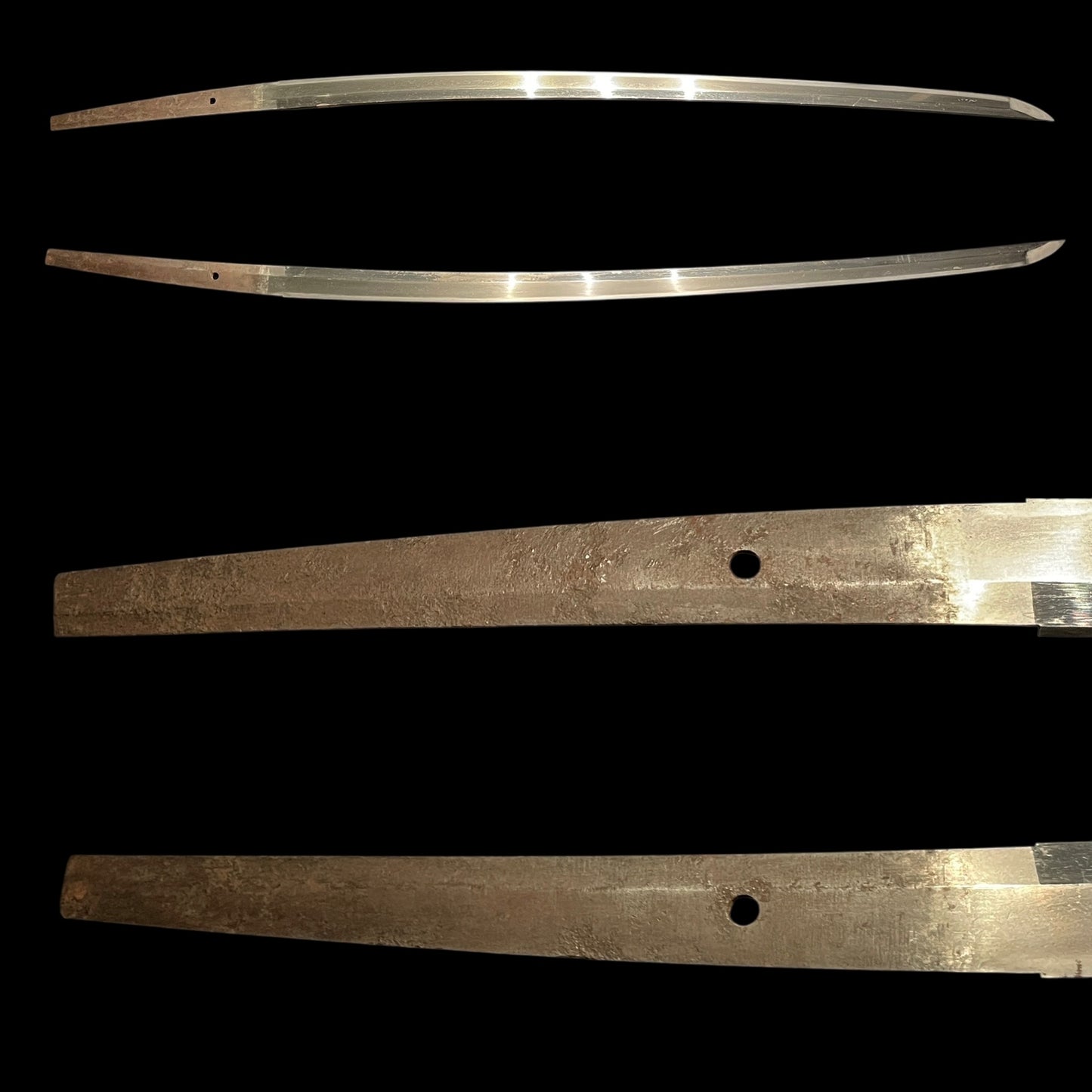 Late KAMAKURA period Ko-Mihara 古三原 Long KATANA, Red handachi Koshirae 朱塗半太刀拵