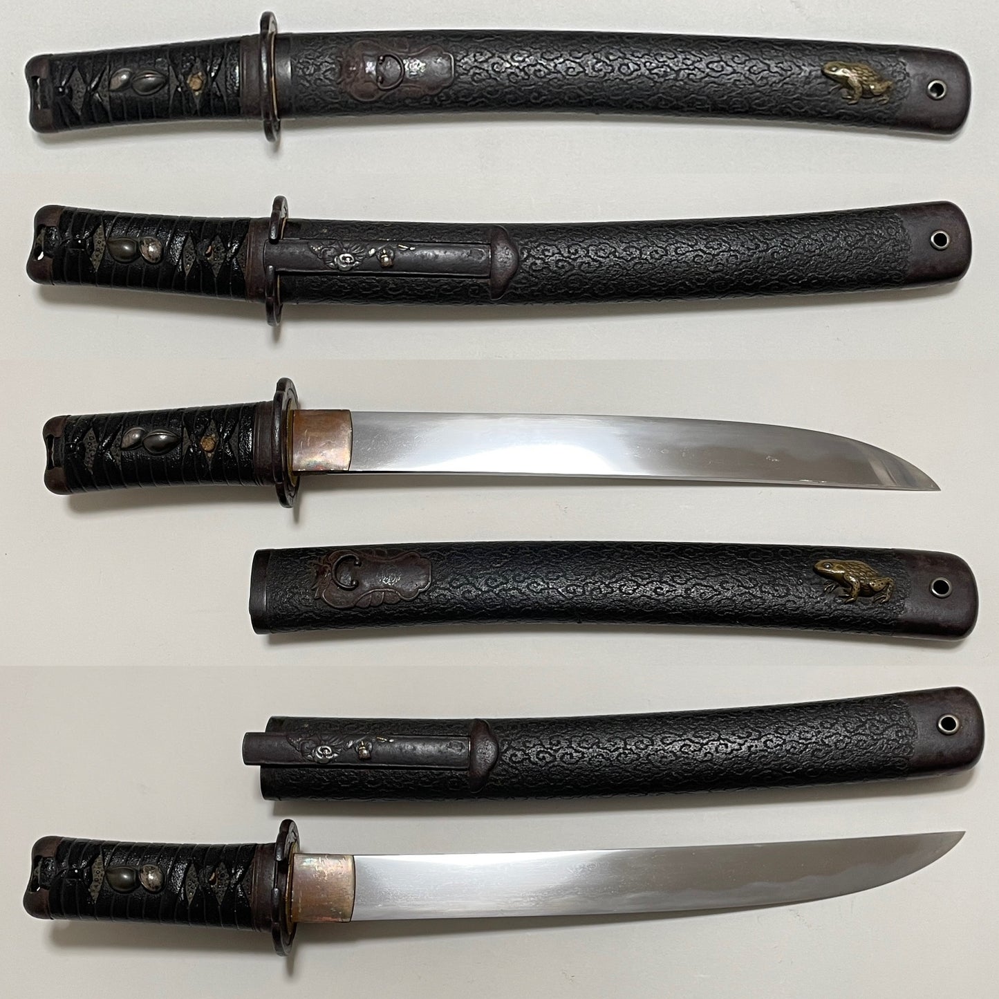 Frog and Snake Fittings TANTO, Hotei Kozuka, Insect Tsuba, Edo period mumei