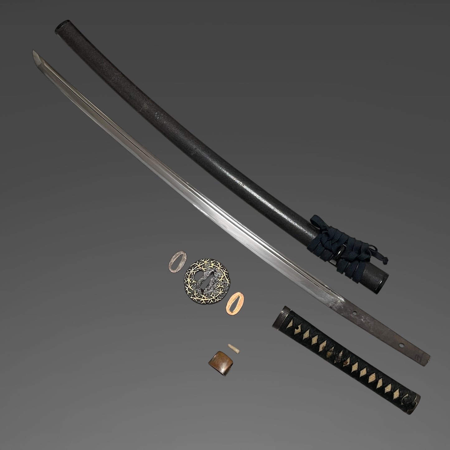 Bohi 棒樋 KATANA, Gold inlay TSUBA, Edo period mumei
