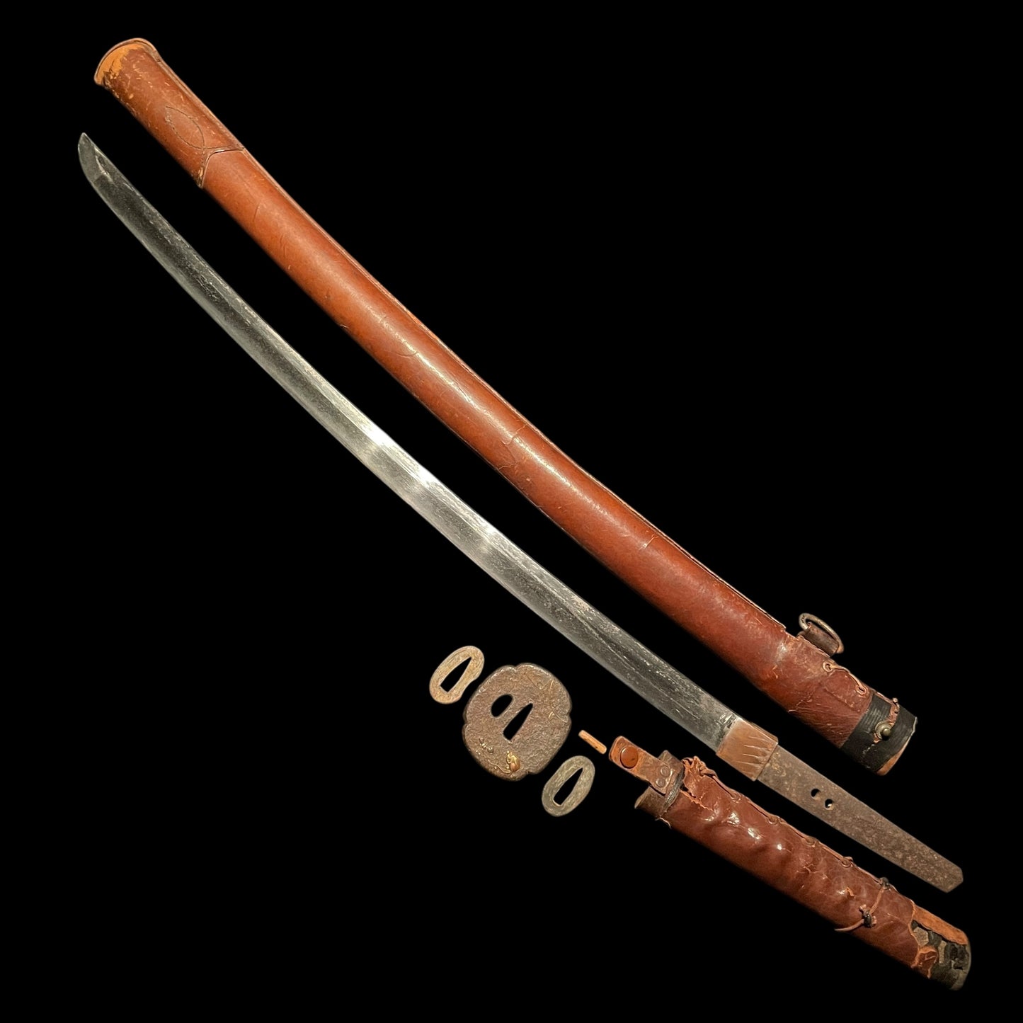 Ryakushiki GUNTO 略式軍刀, Leather Cover handle, Mouse Tsuba, WW2 Original