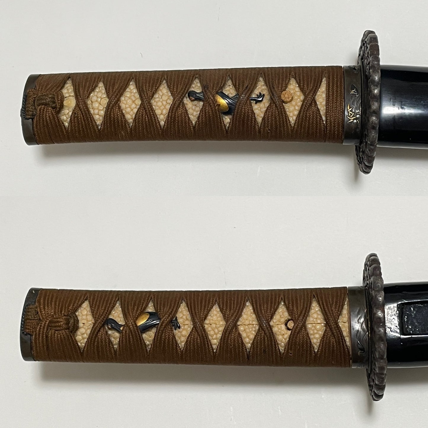Ccormorant Fishing 鵜飼 Fittings Wakizashi, Kikuchi Tsunesada 菊池序定 signed Fuchi