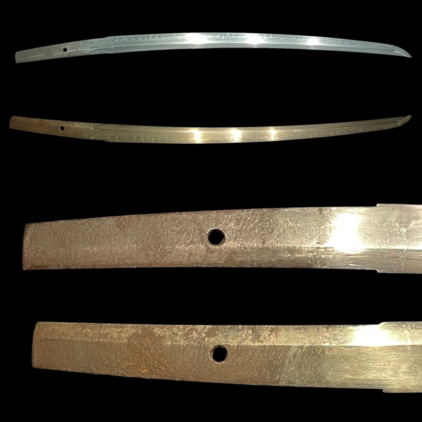 Ccormorant Fishing 鵜飼 Fittings Wakizashi, Kikuchi Tsunesada 菊池序定 signed Fuchi