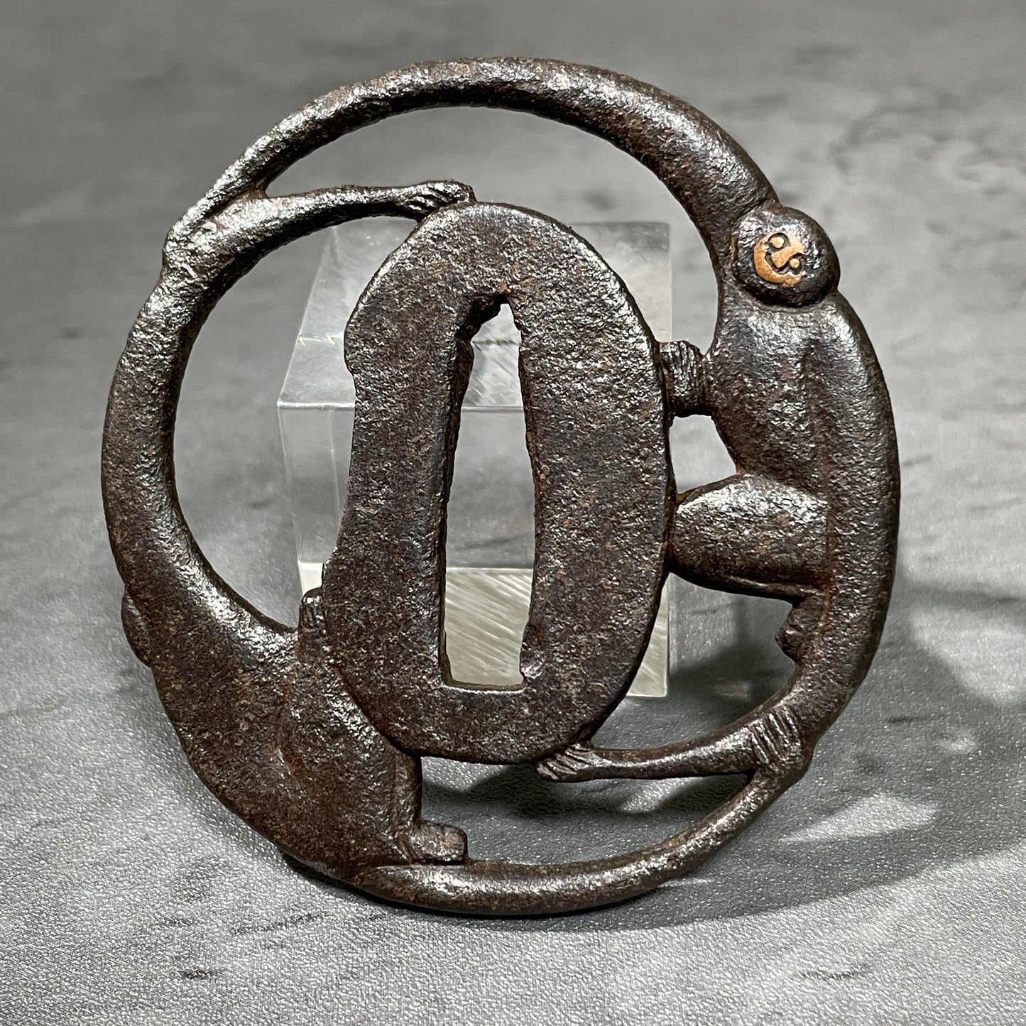 手長猿(Tenagazaru) TSUBA, Long-armed monkey, Iron back, Edo period