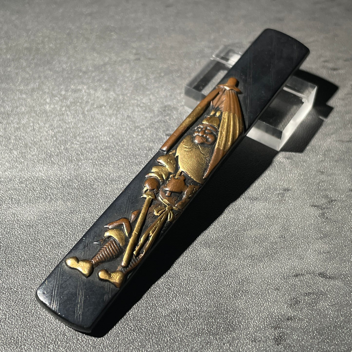 武将小柄 (Busho Kozuka), Shozui 政随 signed, Shakudo back, Edo period