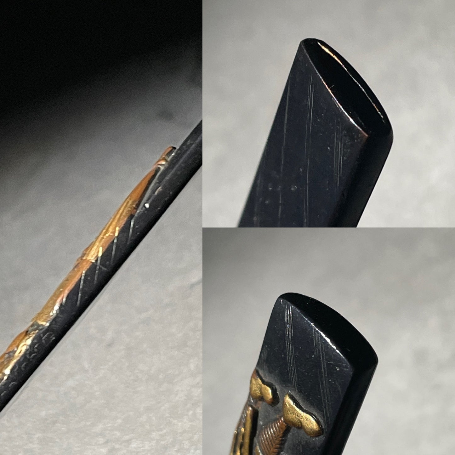 武将小柄 (Busho Kozuka), Shozui 政随 signed, Shakudo back, Edo period