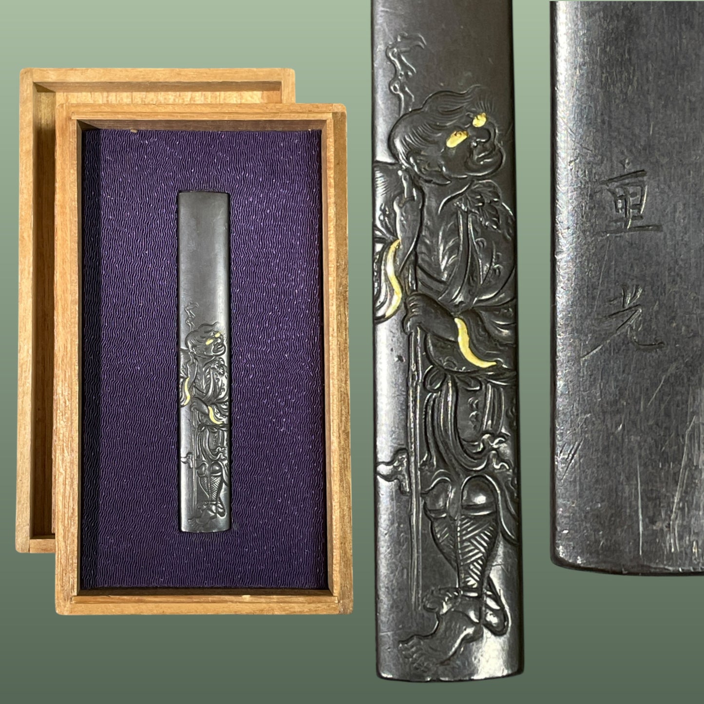 韃靼人 Dattanjin Kozuka, 重光 Shigemitsu signed, Edo period, with BOX