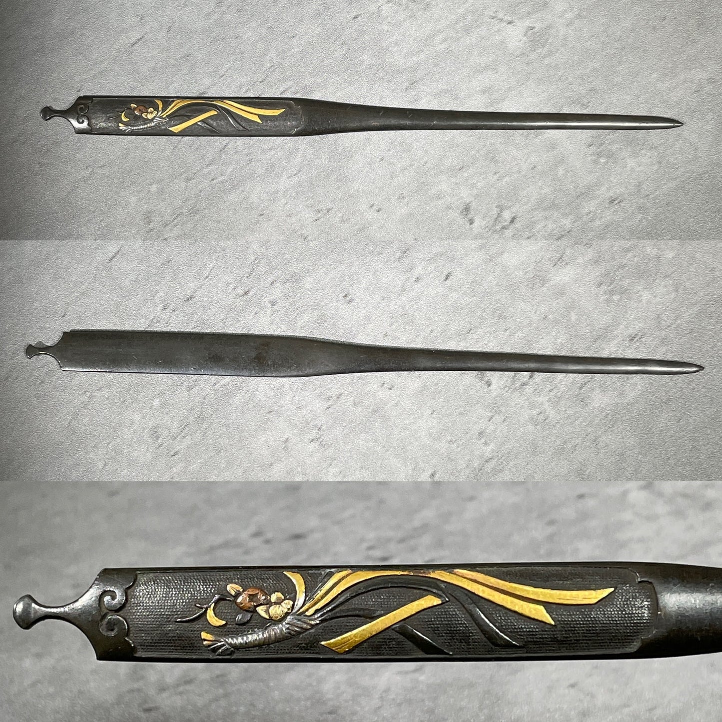 熨斗 Noshi, Shakudo KOGAI, Edo period, with BOX