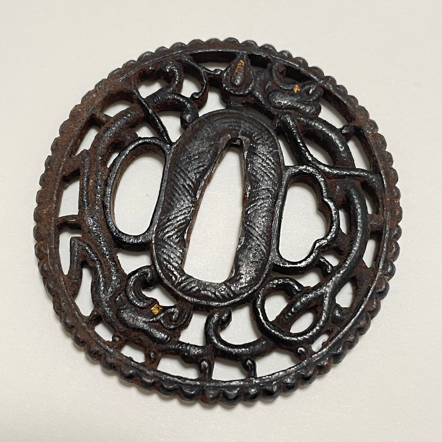 Raden Wakizashi Koshirae 螺鈿脇差拵, Dragon Kojiri, Shell Fuchikashira, Edo period