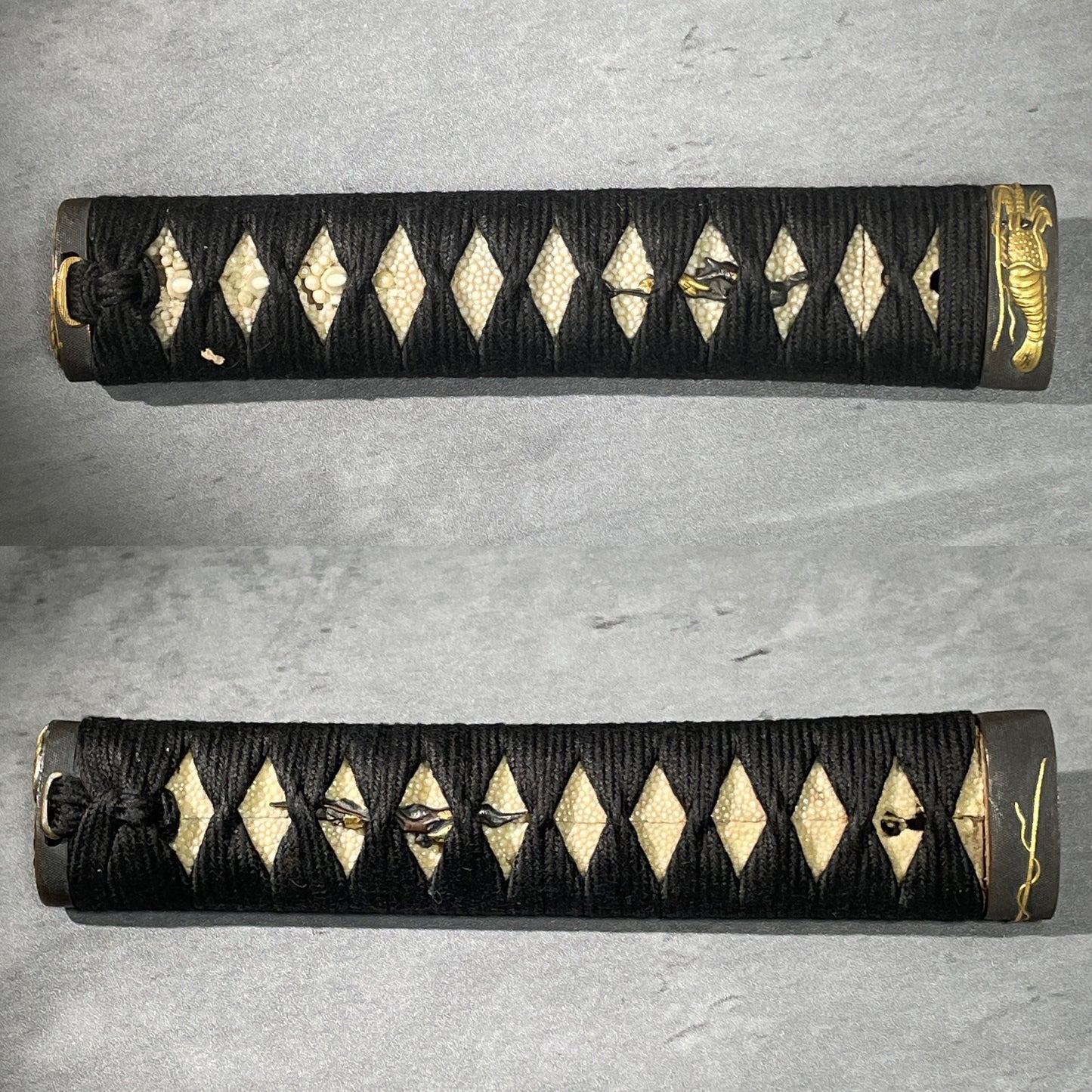 Shrimp Fuchikashira 海老縁頭, Tsukamae 柄前 For Wakizashi