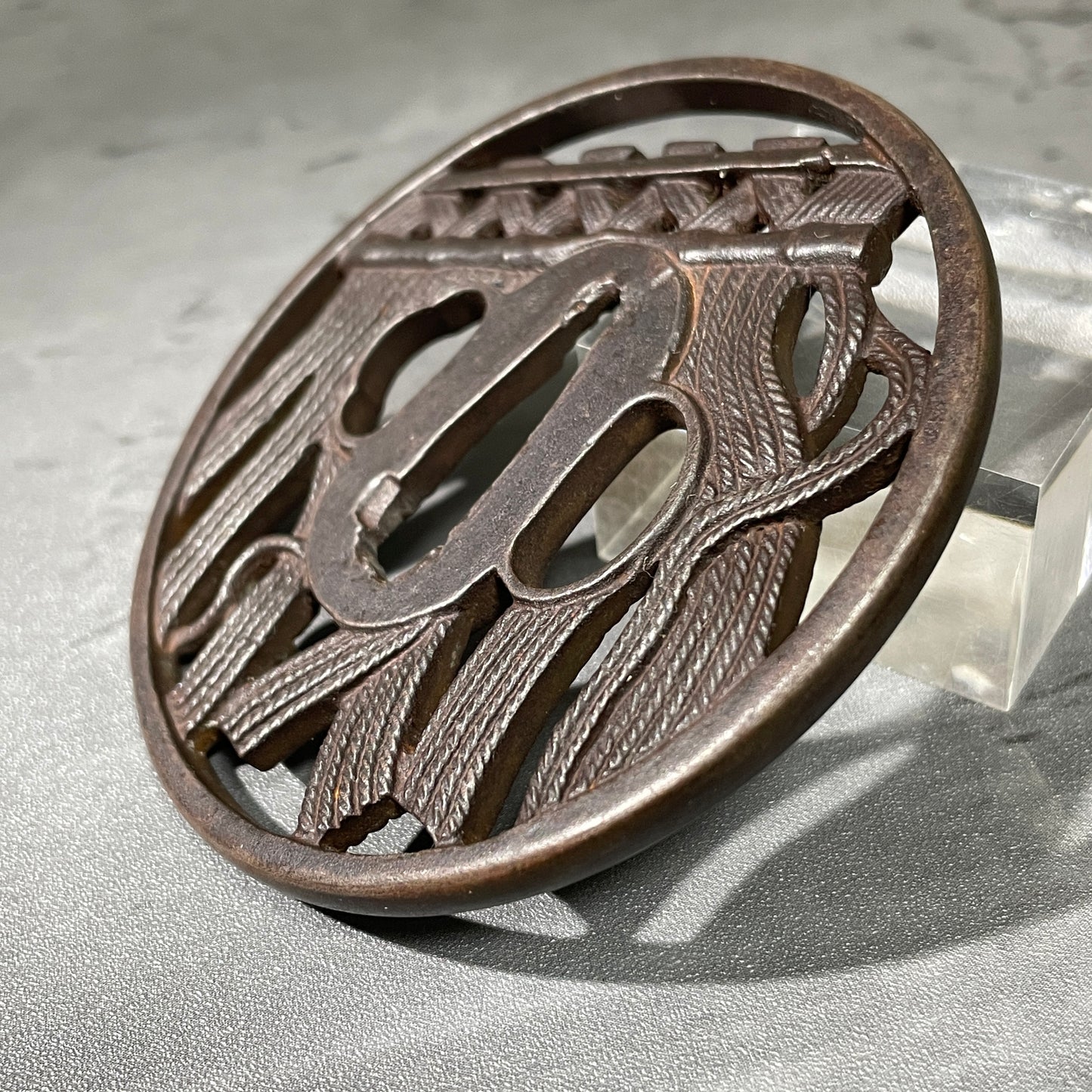 Nawa Noren TSUBA 縄暖簾鍔, Iron back, Edo period, with BOX