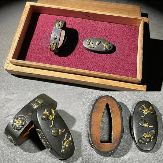 Camellia and Eggplant Fuchikashira, Tsubaki-Nasu(椿茄子), Edo period, Shakudo back