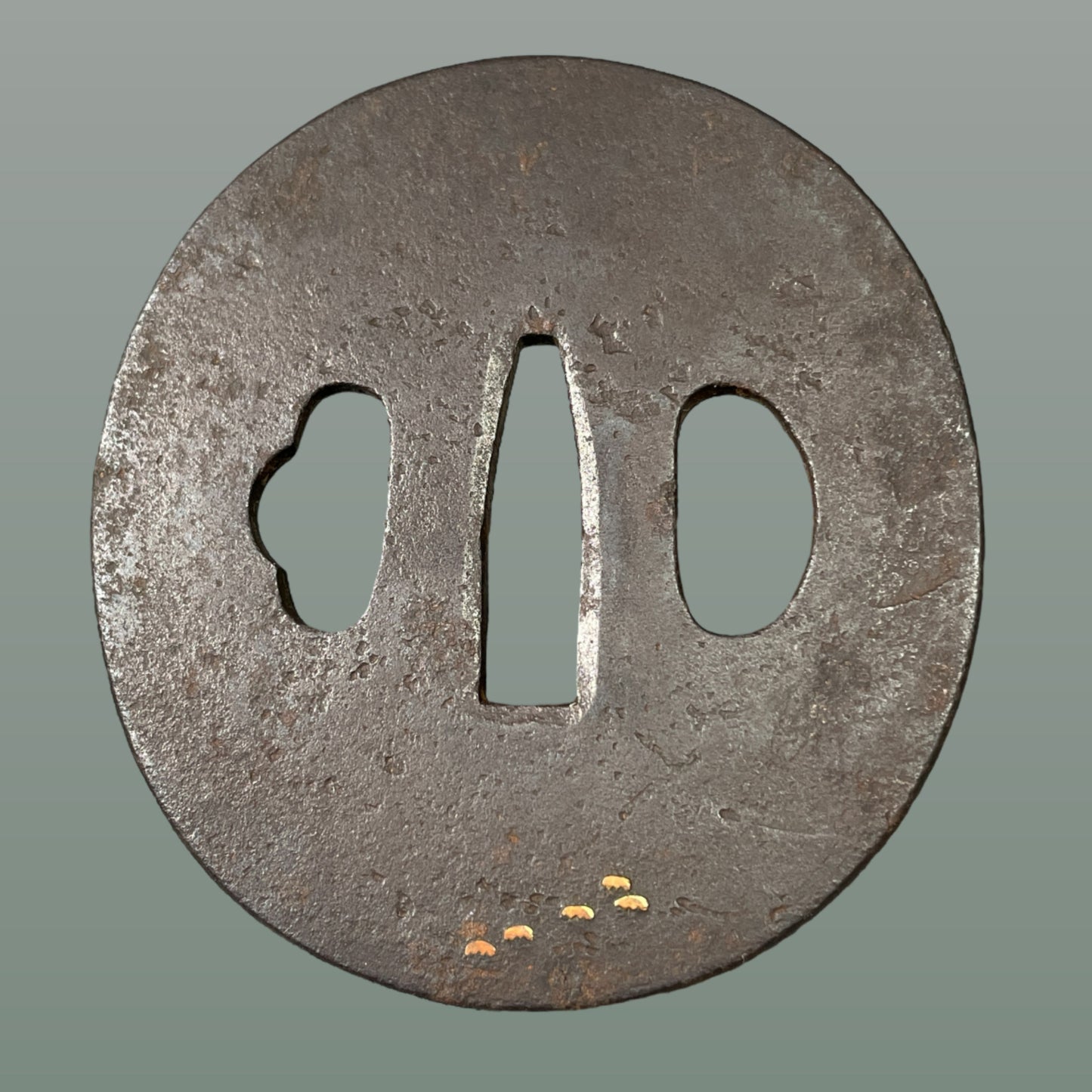 Uchiwa and Bell cricket TSUBA, Edo period, Iron back, with BOX