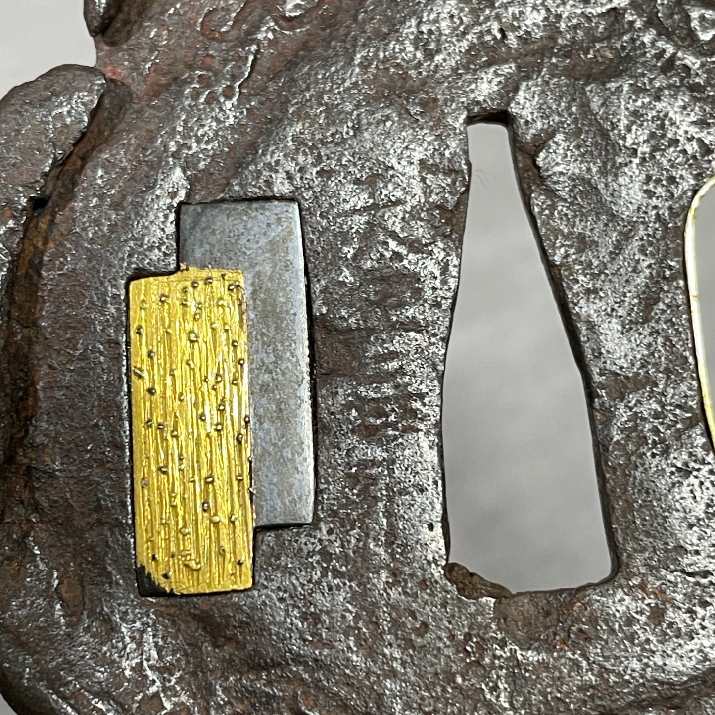 Mantis and Snail TSUBA, Nobuie 信家 signed, Edo period, Iron back, with BOX