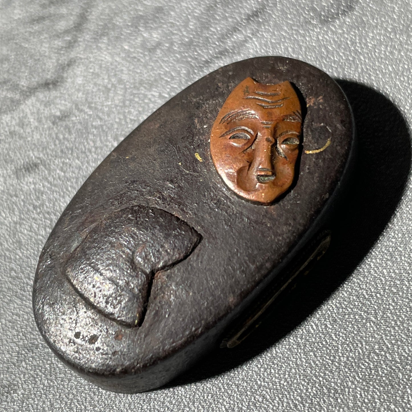 Nohgaku (能楽) Fuchikashira, Iron back, Edo period, with BOX