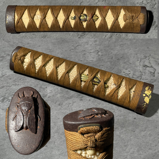 Cicada Kashira Tsukamae 蝉頭柄前 for Wakizashi, Edo period