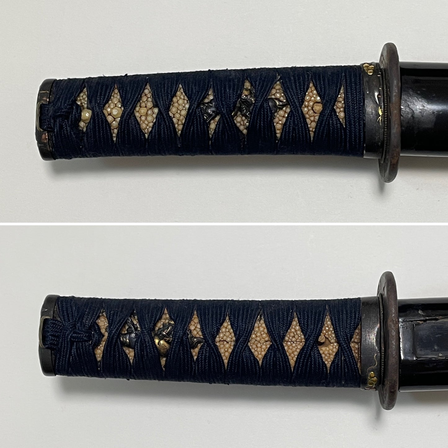 Short Wakizashi Koshirae, Tsuta-karakusa Fuchikashira 蔦唐草縁頭, Edo period