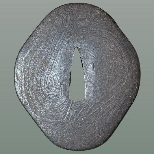 Bushuju Masatsune 武州住正常 signed, Kitaeahada Neritsuba 鍛肌練鍔, Iron back, Edo period