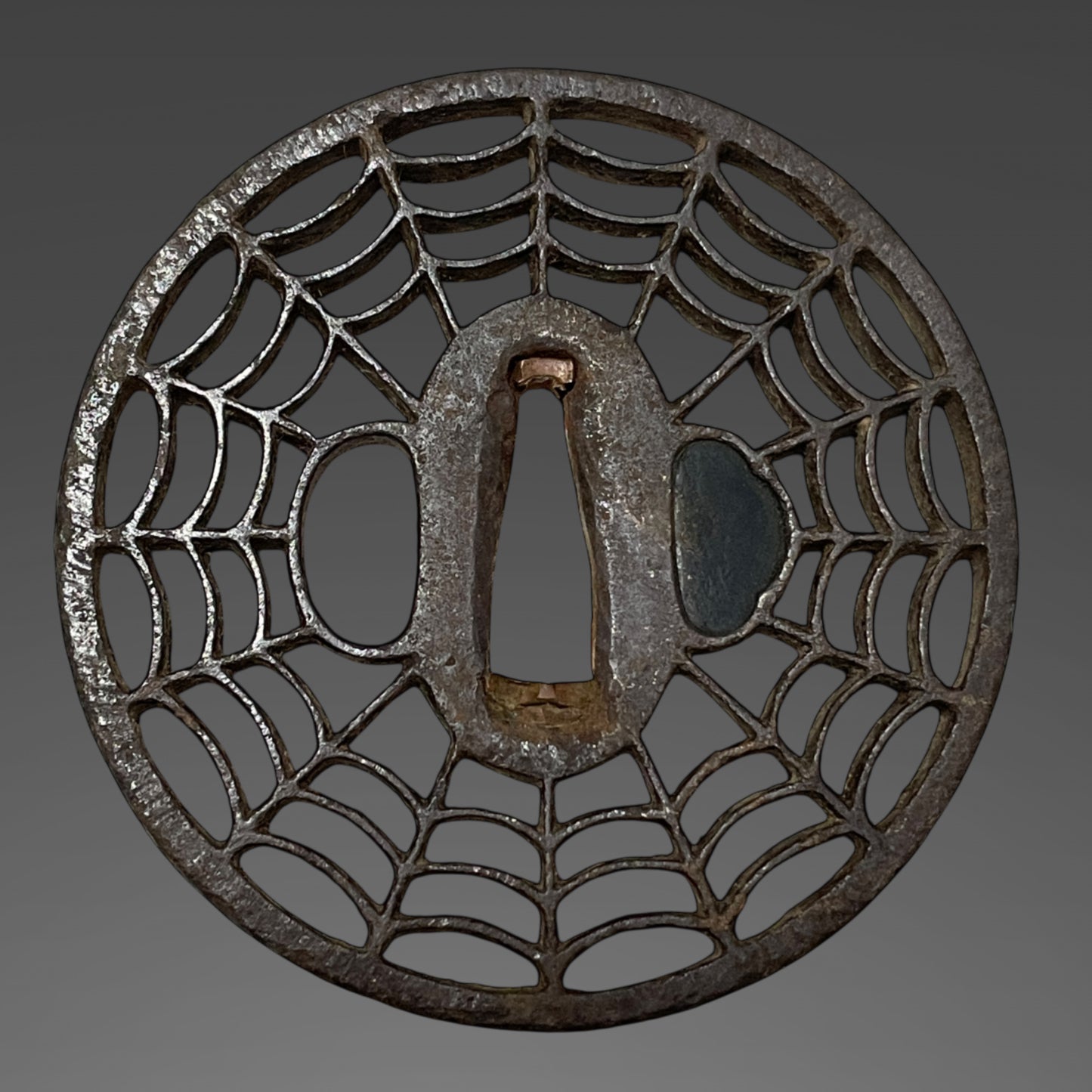 Red Handachi Koshirae for KATANA, Spider's Web TSUBA, 朱半太刀拵 蜘蛛巣透鍔, Edo period