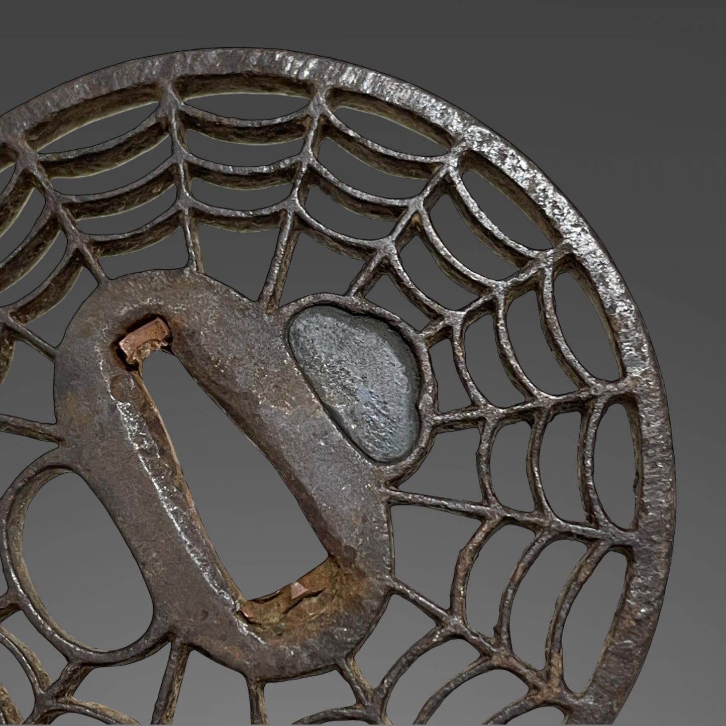 Red Handachi Koshirae for KATANA, Spider's Web TSUBA, 朱半太刀拵 蜘蛛巣透鍔, Edo period