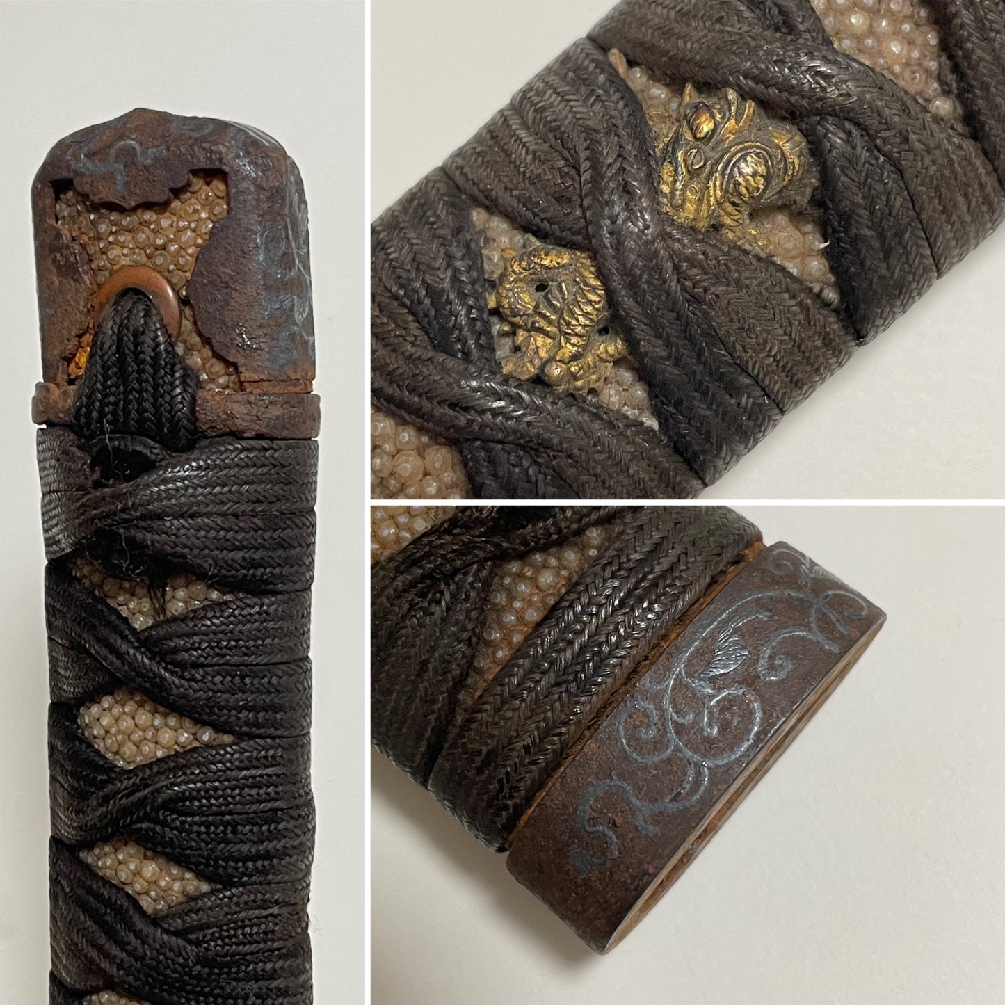 Red Handachi Koshirae for KATANA, Spider's Web TSUBA, 朱半太刀拵 蜘蛛巣透鍔, Edo period