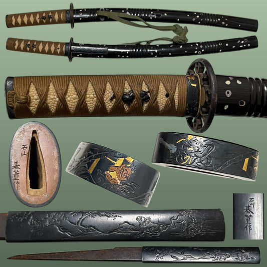 Oni 鬼 Wakizashi Koshirae, Ishiyama Mototada 石山基薫 signed, Edo period