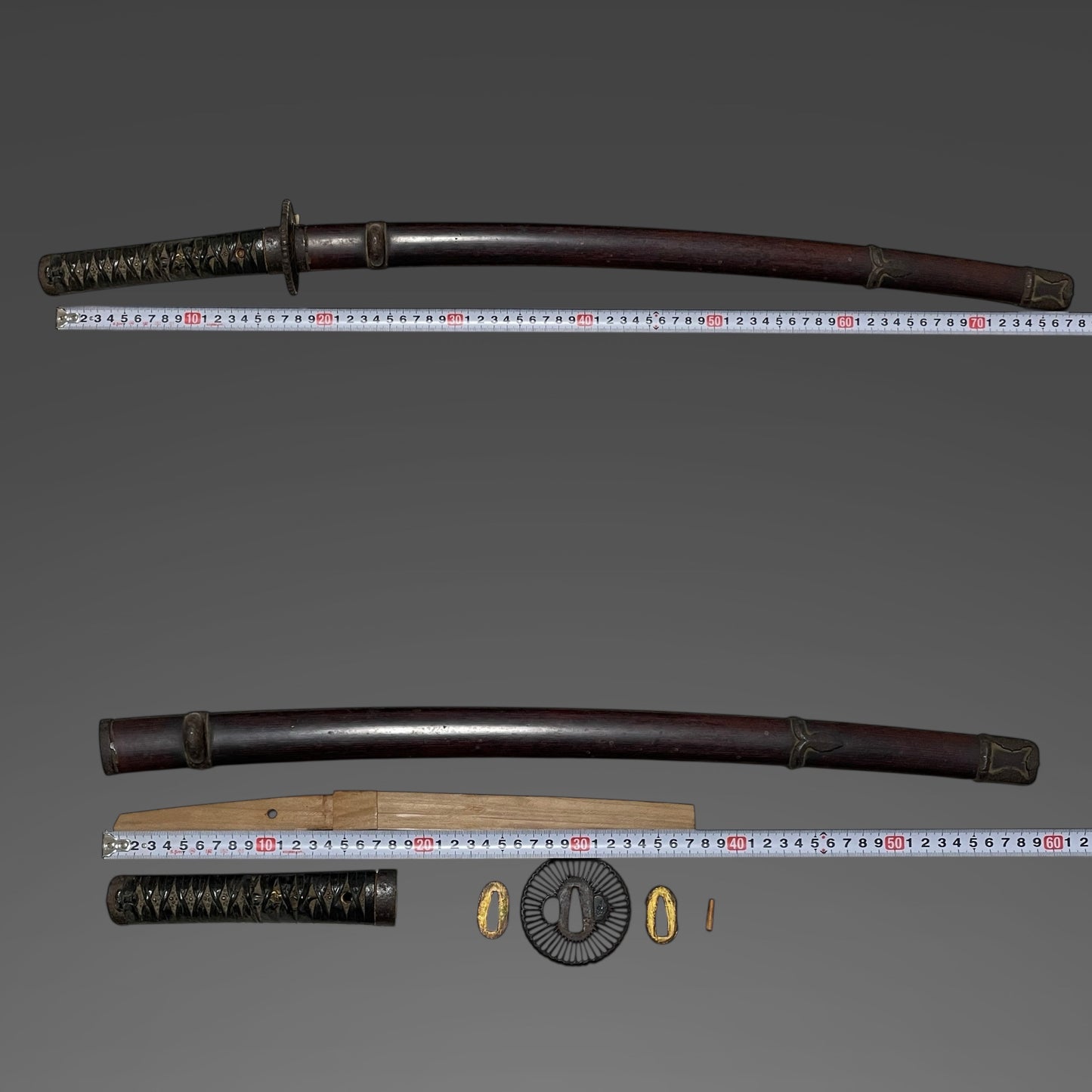 Handachi Koshirae 半太刀拵, Kyosukashi-Tsuba 京透鍔, Iron Fittings, Edo period