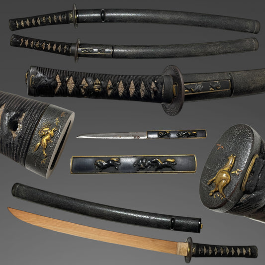 Horse Fittings Koshirae for Wakizashi, with Kozuka, Edo period