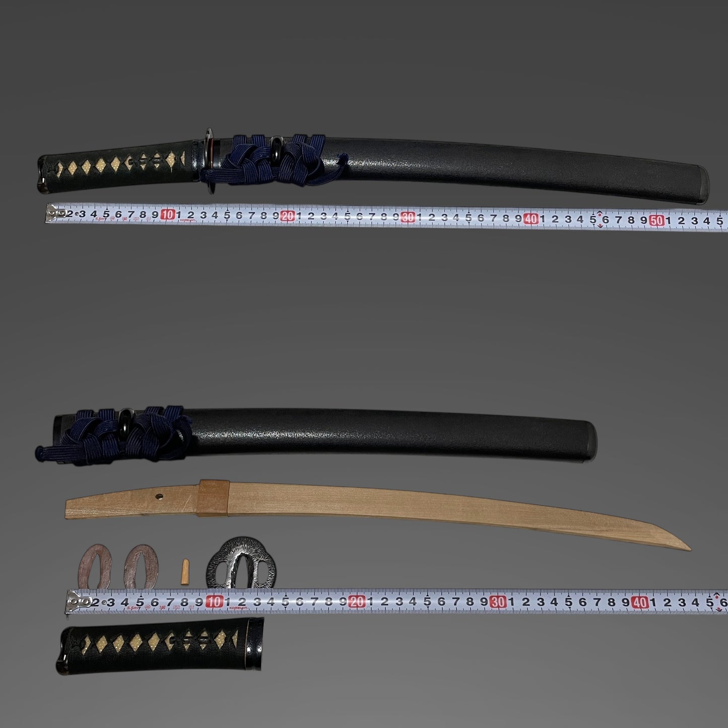 Wakizashi Koshirae, Amidayasuri Yamagane Tsuba 阿弥陀鑢山銅鍔, Edo period