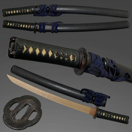 Wakizashi Koshirae, Amidayasuri Yamagane Tsuba 阿弥陀鑢山銅鍔, Edo period
