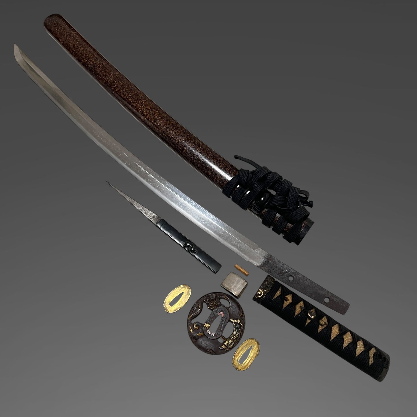 Sadamune 貞宗 signed Wakizashi, Dog Fuchikashira, Shakudo Kozuka, Edo period