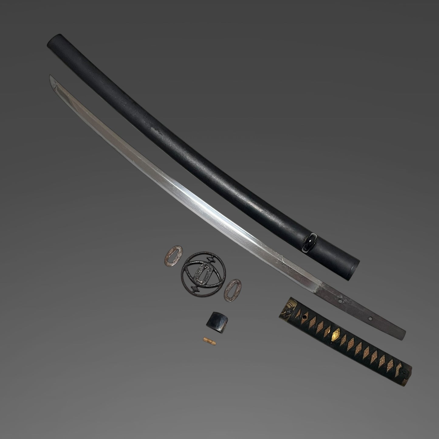 Higonokami Kuniyasu 肥後守国康 signed Long Wakizashi, Waterfowl Brass Fuchikashira, Edo period