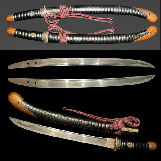 Shrimp Koshirae 海老拵, Hirazukuri Wakizashi, with Brass Kogai, Edo period mumei