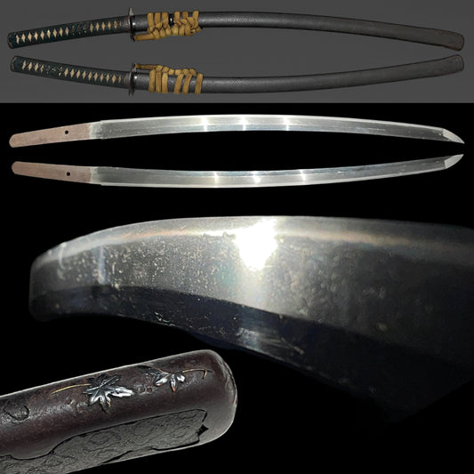Unmonnuri-Saya 雲文塗鞘 Long WAKIZASHI, Hironori 寛則 signed, Edo period