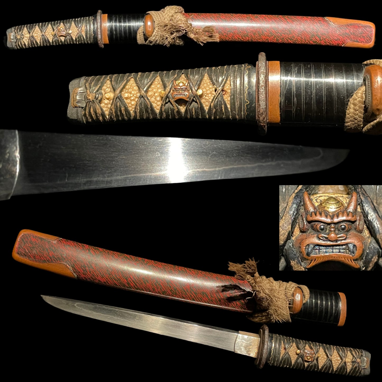 Very Thick YOROIDOSHI 鎧通, Oni Menuki 鬼目貫, Kasane 11.3mm(0.44in)