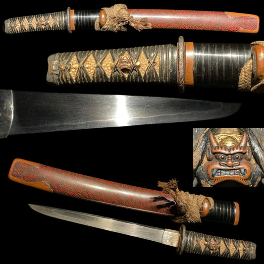 Very Thick YOROIDOSHI 鎧通, Oni Menuki 鬼目貫, Kasane 11.3mm(0.44in)