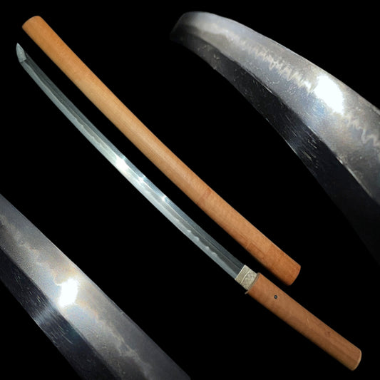 Togari-Gunome Hamon 尖互目刃文 Long Wakizashi in Shirasaya, Edo period mumei