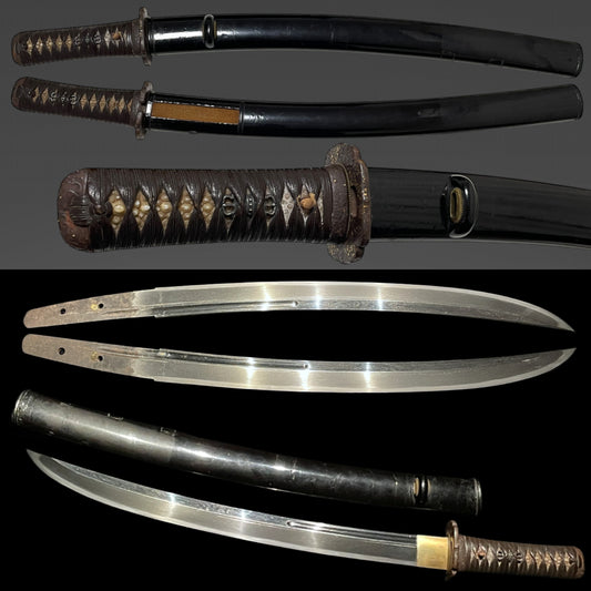 Naginata-Naoshi 薙刀直し Wakizashi, Signed Tsuba, Muromachi period mumei