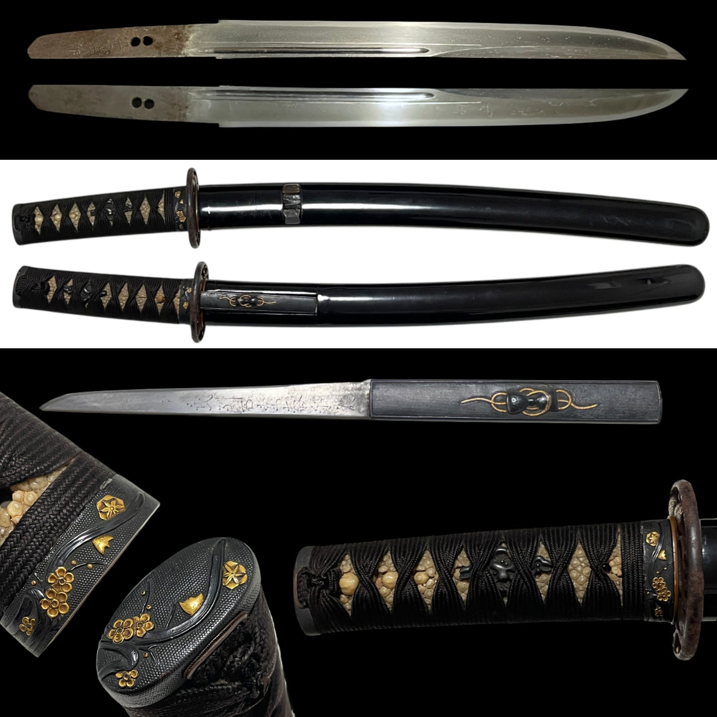 KANMURIOTOSHI 冠落とし TANTO, Kaneuji 兼氏 signed with KOZUKA, Muromachi period