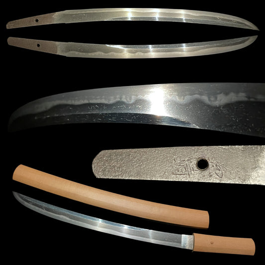 Unokubi-Zukuri 鵜首造 Wakizashi, Kanekiyo 兼清 signed, Muromachi period