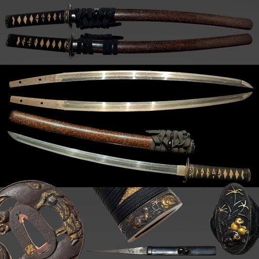 Sadamune 貞宗 signed Wakizashi, Dog Fuchikashira, Shakudo Kozuka, Edo period