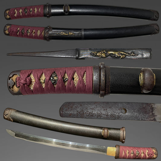 Noshusekiju Kaneshige 濃州住兼重 signed TANTO, Iron Fittings Koshirae, Dragon Kozuka