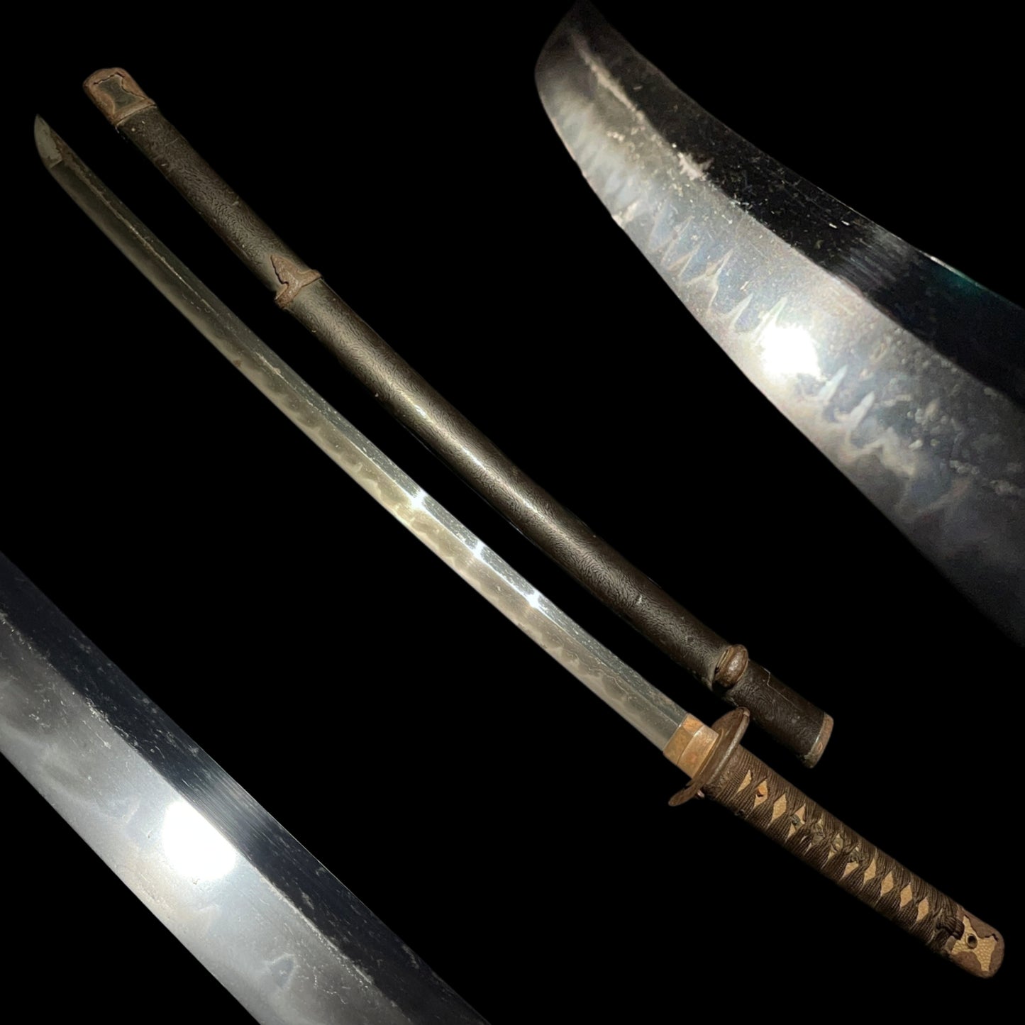 Handachi Koshirae 半太刀拵 Long WAKIZASHI, Iron Fittings, Edo period mumei