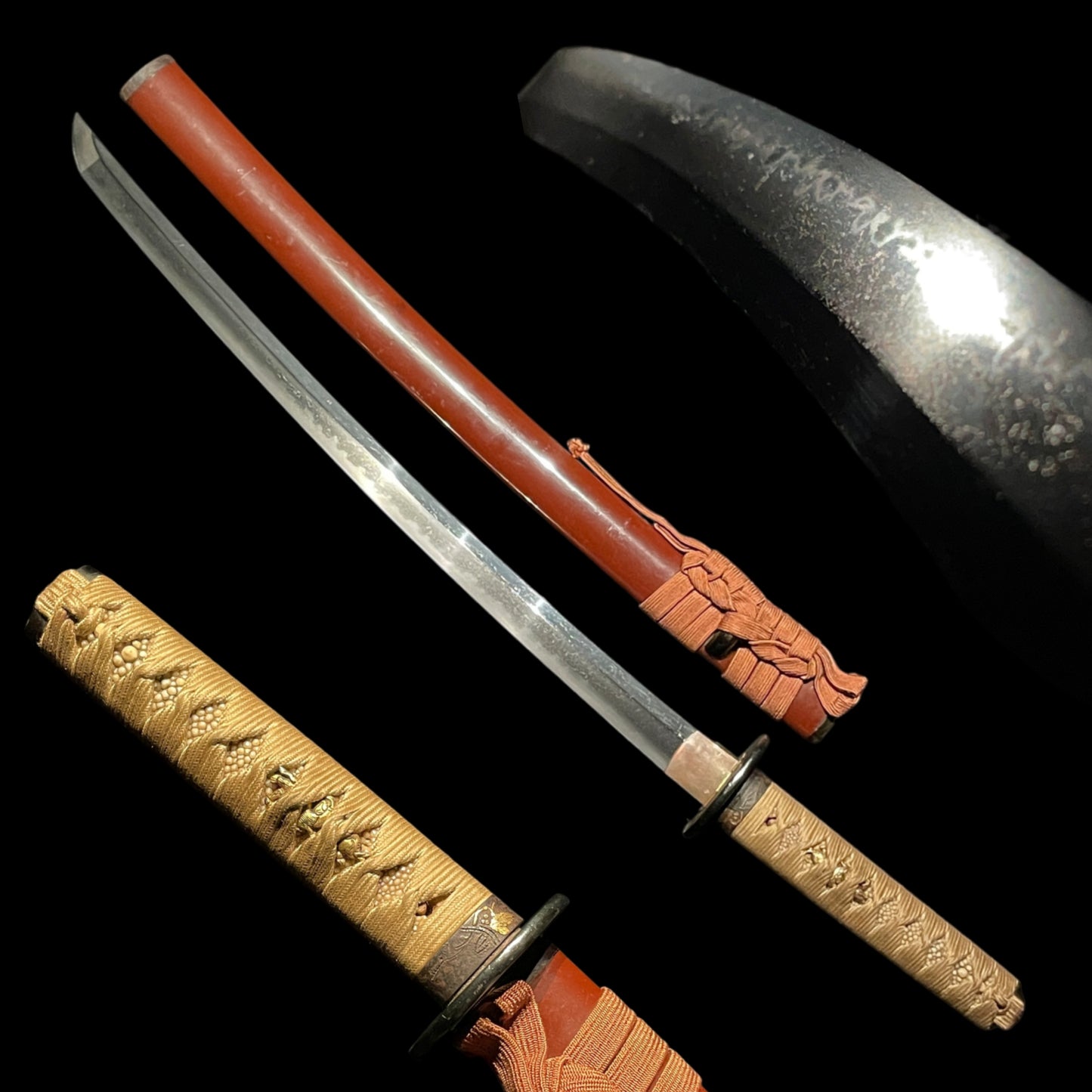 Red Wakizashi, Thick Blade, Edo period mumei