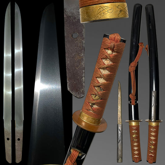 Kiyohide 清秀 signed TANTO with Kozuka, Iwaizashi 祝差, Edo period