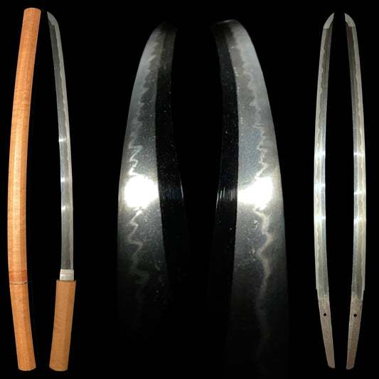 Midare Hamon Long WAKIZASHI in Shirasaya, Edo period mumei